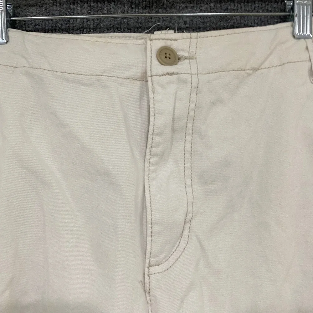 Aeropostale Mens Authentic Cargo Shorts Off White Cream Cotton Twill Size 38